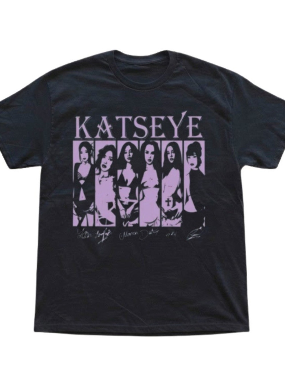 Katseye Girl Group Collage Graphic Black Purple Gildan T-Shirt